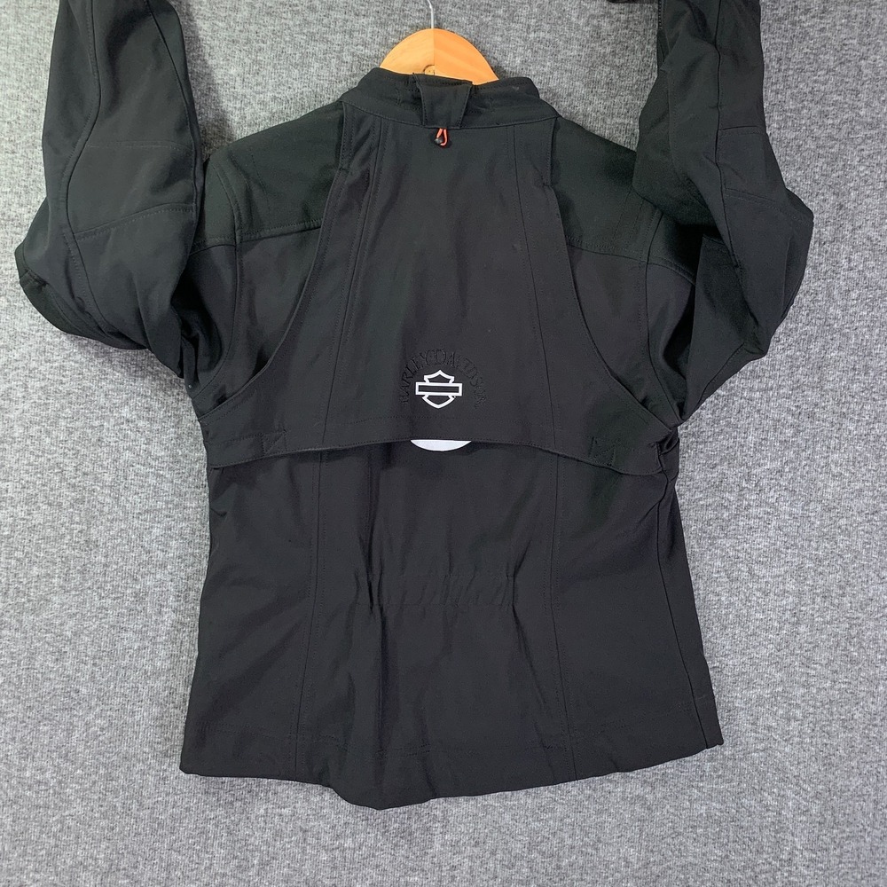 Harley Davidson Jacket Women Medium Black Motorcycle Biker Pockets Vented - Picture 6 of 13
